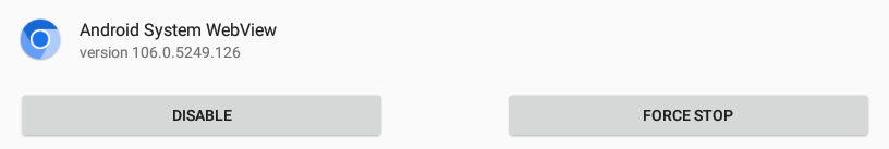 Android System WebView version 106 in system settings